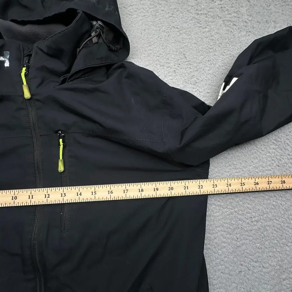 Helly Hansen Crew Hooded Midlayer Jacket Mens Medium Black Polartec Helly Tech